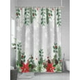 thumbnail image 5 of Christmas Poinsettia Small Stall Shower Curtain, Waterproof Shower Curtains for Bathroom, Xmas Eucalyptus Botanical Grey Washable Fabric Cloth Bath Curtain for Bathtub with Hooks 36x78 Inches, 5 of 6
