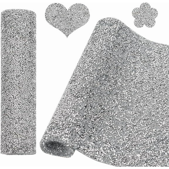 Self-Adhesive Sheet Stickers Bling Rhinestone Mobile Phone Case Shoe Bag Hot Diamond Patch Drill DIY Home Decor Stickers Decoration(Silvery White 24 * 40cm)