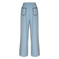 thumbnail image 5 of Hearthz Barrel Leg Sweatpants Women High Waisted Wide Leg Baggy Sweatpants for Women Drawstring Waist Contrast Patchwork Palazzo Pants W/pockets, 5 of 5