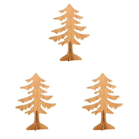 Jiyike 3pcs Mini Desktop Wooden DIY Christmas Tree Cross Xmas Tree Home Tabletop Christmas Tree Ornament (Size L)