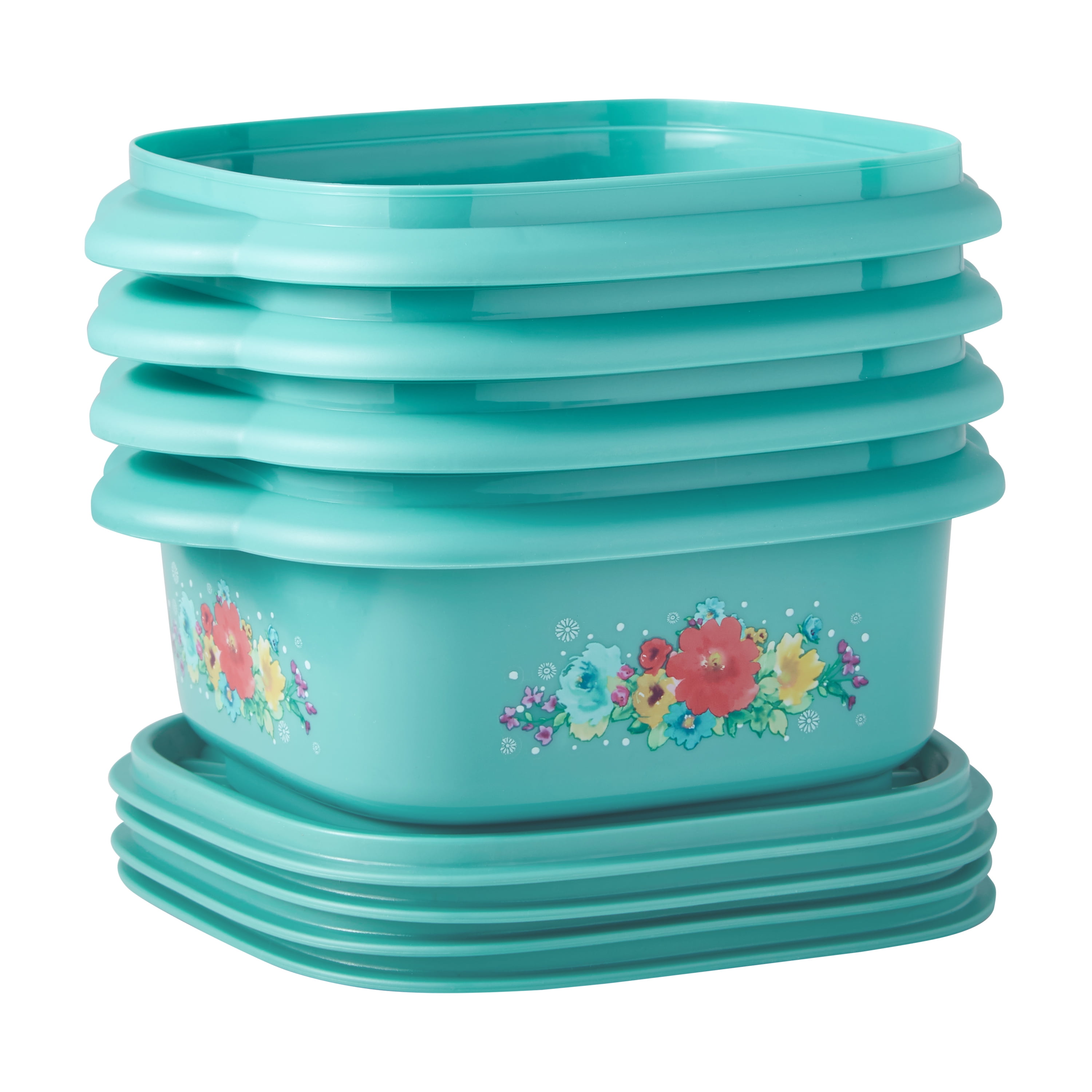 The Pioneer Woman 20 Piece Plastic Food Storage Container Variety Set, Sweet Rose