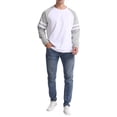 thumbnail image 2 of Seyurigaoka Men Juniors Casual Raglan Long Sleeve T-shirt, Plus Sized Patchwork Round Neck Pullover, 2 of 6