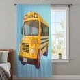 thumbnail image 4 of School Bus Sheer Curtains 84 Inches Long, Cartoon Funny Yellow Transportation Truck Blue Light Filering Curtains, Breathable Simi Curtain Privacy Drapes for Living Room Bedroom Window Treatment, 4 of 9