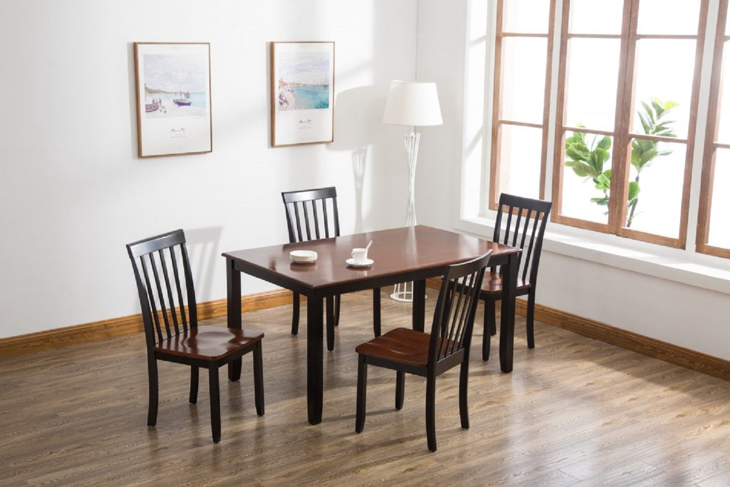Boraam Bloomington High Back Wood Dining Chairs, Set of 2, Black/Cherry Finish