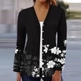 thumbnail image 2 of VEKDONE Women's Printed Long Sleeve Open Front Button Cardigan Black L, 2 of 5