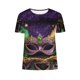 thumbnail image 5 of RKSTN Carnival Shirts for Women Oversized Crewneck Funny Carnival Graphic Short Sleeve Mardi Gras T Shirts Top Womens Casual Plus Size Round Neck Loose Fits Holiday Short Sleeve Blouse Fat Tuesday, 5 of 5