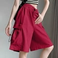 thumbnail image 6 of 2025 Cargo Shorts Women Bermuda Shorts Summer Quick Dry High Waisted Long Shorts Drawstring Knee Length Plus Size Ladies Petite Hiking Shorts with Pockets 8 Inch Inseam, 6 of 7