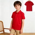 thumbnail image 2 of Polo Shirt Boys Red Short Sleeve Shirts 100 Days of School Shirt Summer Casual Breathable Tween Girls Shirts Size 10-12 Years, 2 of 8