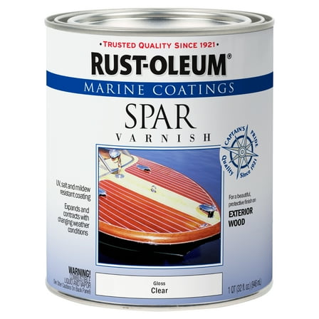 Clear, Rust-Oleum Marine Coatings Gloss Spar Varnish-207008, 1 qt