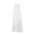 thumbnail image 4 of Siilsaa Formal Dresses for Women Womens 2024 Summer Puff Sleeve Wrap V Neck Pleated Flowy Midi Dress for Wedding Guest White,M, 4 of 8
