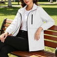 thumbnail image 7 of Vivianyo HD Women's Hooded Zip Up Windbreaker Jacket,Elastic Cuff Long Sleeve Outerwear For Women,Fall Coat for Hiking Trips and City Commutes, Sizes S-3XL, 7 of 7