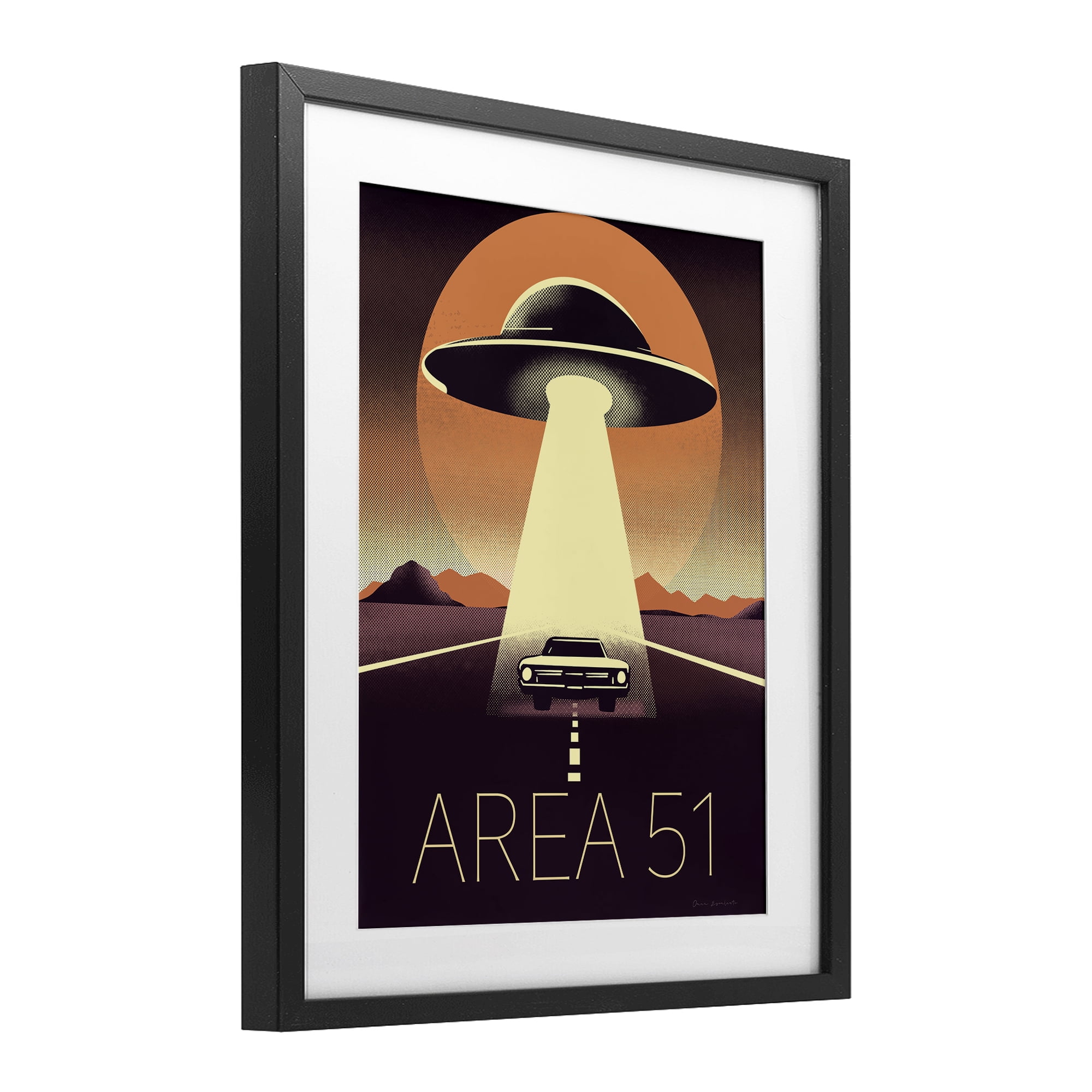 Stupell Industries Abduction On The Road Black Framed Print Under Glass, design by Omar Escalante