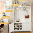 thumbnail image 3 of Uforic Farmhouse Hall Tree, 4-in-1 Coat Rack with Storage Bench, White Shoe Cabinet for Hallway, Living Room, 3 of 7
