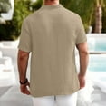 thumbnail image 5 of Mens Cotton Linen Summer Tops, Short Sleeve Shirts for Men Lightweight Casual Solid Color Button Up T-Shirts, 5 of 6