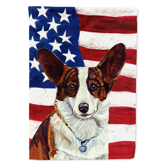 USA American Flag with Corgi Flag Canvas House Size