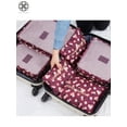 thumbnail image 2 of Luxtrada 6PCS Waterproof Clothes Storage Bags Packing Cube Travel Luggage Organizer Pouch (Wine Red Flower), 2 of 8