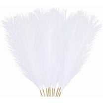10 Pcs White Pampas Grass Bouquet Short Artificial Fluffy Pampas Grass Decor Fake Pampas Bulrush Plants Vase Filler for Home Wedding Party Table Boho Decoration 17Inch White
