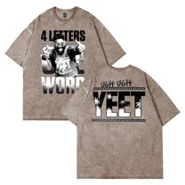 Jey Uso Four Letters One Word Yeet Washed T-shirt Crewneck Short Sleeve Streetwear Women Men Cotton Tee