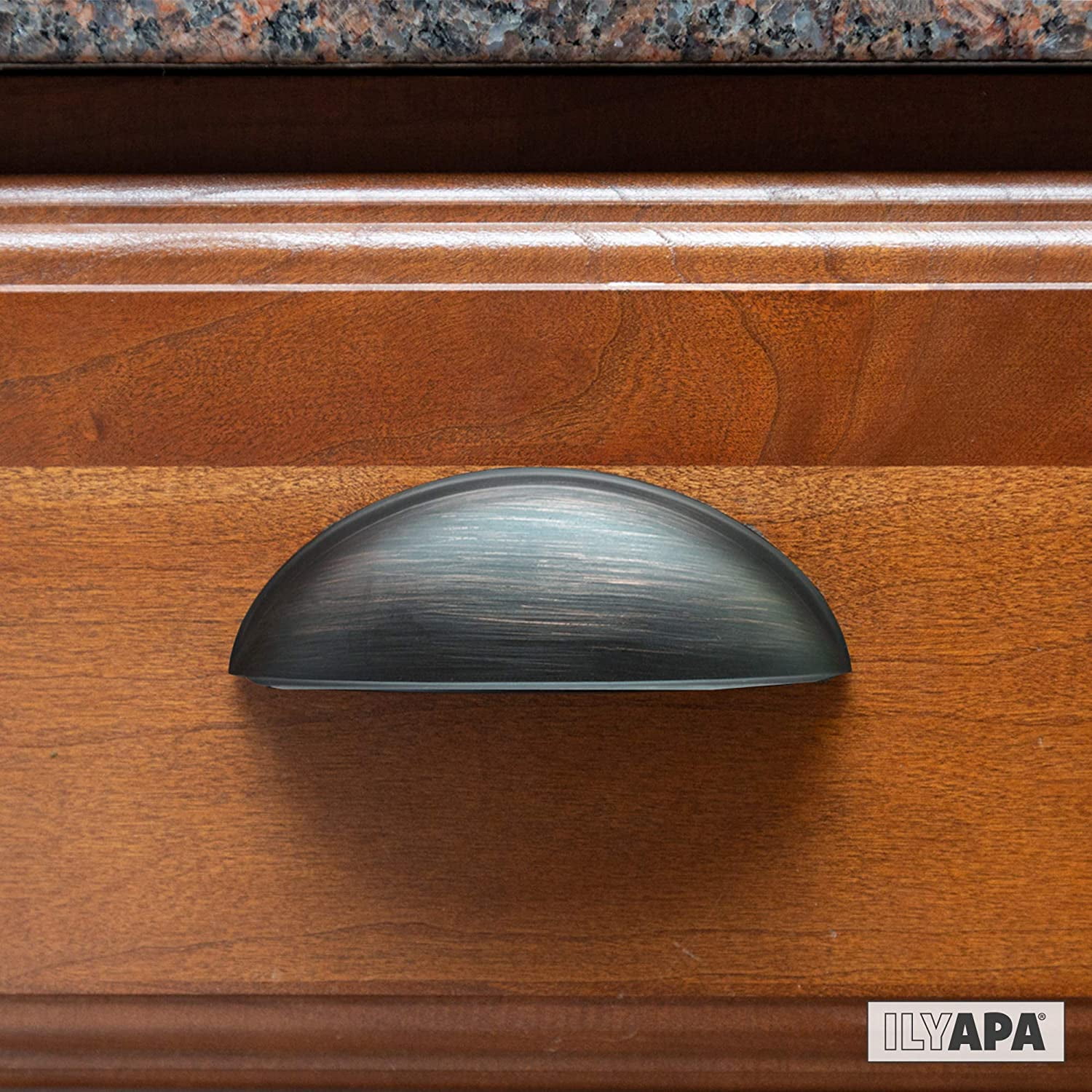 Oil Rubbed Bronze Kitchen Cabinet Pulls - 3 Inch Bin Cup Drawer Handles - 10 Pack