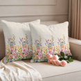 thumbnail image 2 of Pink Flowers Outdoor Waterproof Pillow Covers, Spring Floral Daisy Vintage Pastoral Botanical Decorative Square Throw Pillowcase Sofa Cushion Sham for Patio/Couch/Chair, 16"x16" 2 Pack, 2 of 8