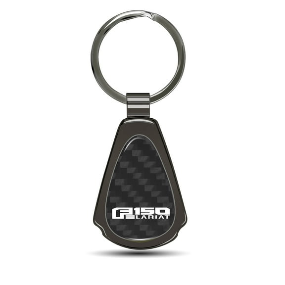 Ford F150 Lariat Real Black Carbon Fiber Gunmetal Black Metal Teardrop Key Chain
