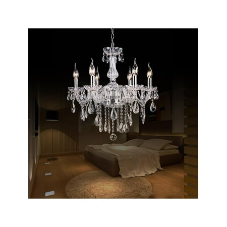 Crystal Lamp Fixture Pendant 6 Lights Ceiling Chain Candle Chandelier (Best Lighting Fixture Brands)