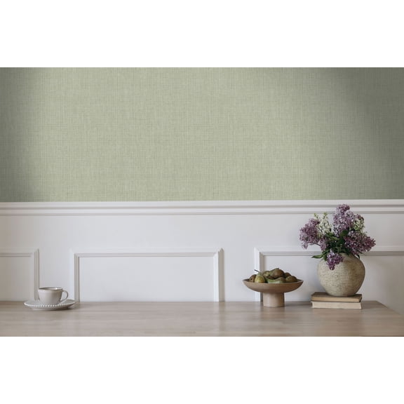 Sage Linen Weave Textured Print Non Woven Non-Pasted Textured Wallpaper 57 Sq. Ft.