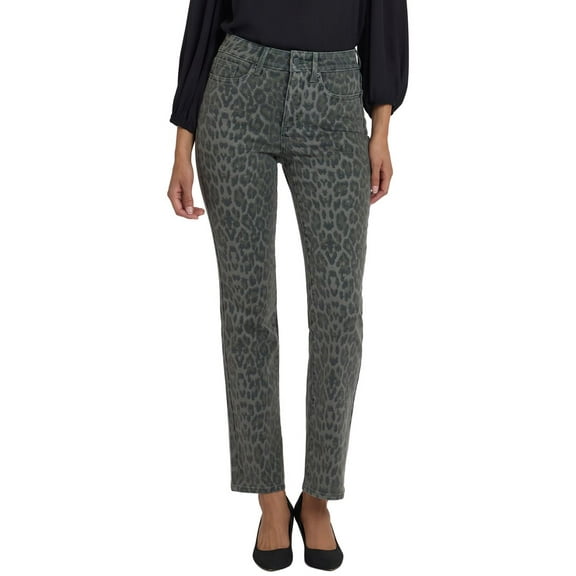 NYDJ womens  Petite Marilyn Vine Leaf Leopard Straight Leg Jean, 10P