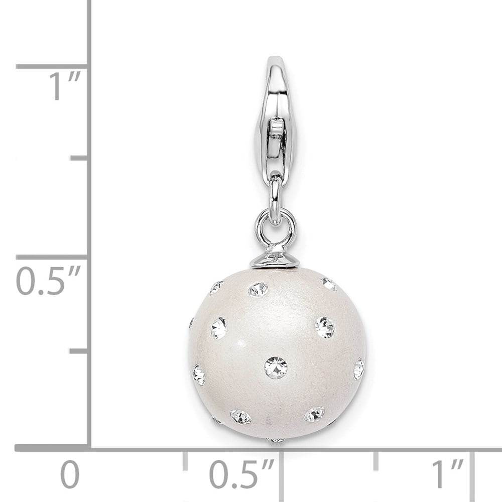Top 10 Jewelry Gift Sterling Silver Click-on White Ferido & Stellux Crystal Ball Charm