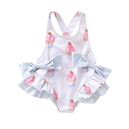 

Toddler Kids Baby Girls Bowknot Cupcake One-Piece Swimsuit Bathing Suit Beachwear