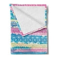 thumbnail image 2 of Tribal Soft Flannel Fleece Throw Blanket, Watercolor Tie Dye Effect Artwork Stripes Aquatic Theme Bohemian Aztec Print, Cozy Plush for Indoor and Outdoor Use, 50" x 60", Blue Pink Cream, by Ambesonne, 2 of 5