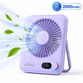 thumbnail image 1 of Kidsjoy 2000mAh Rechargeable Desk Fan, 10 Hours Battery Operated Personal Fan, 100 Speeds Ultra Quiet Table for Bedroom Office Travel, Purple, 1 of 14
