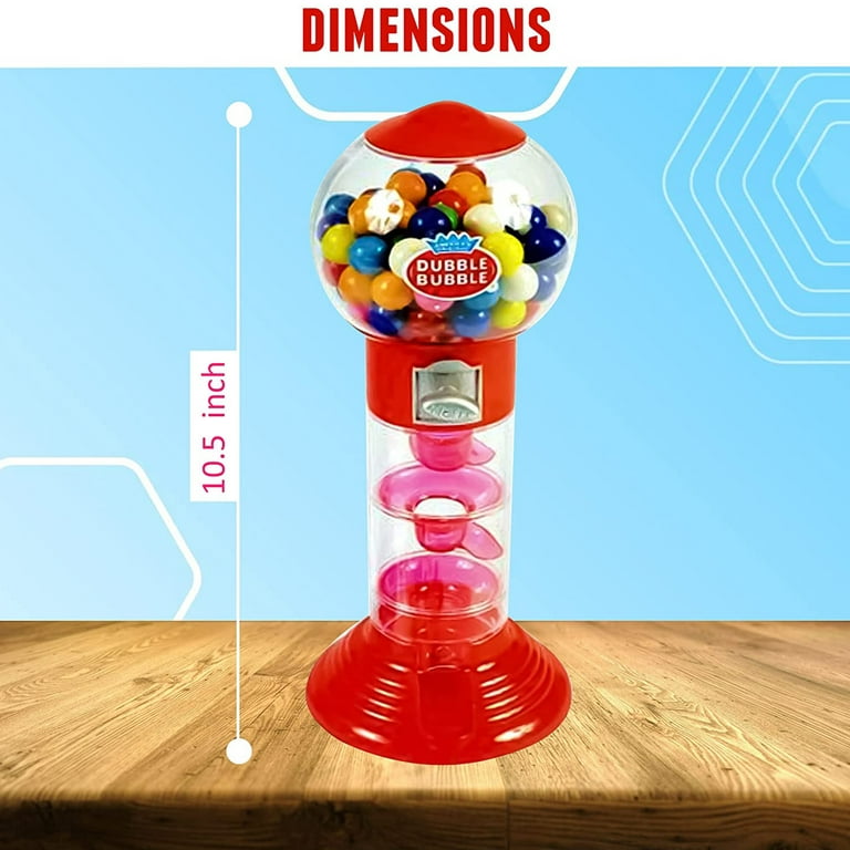 Playo 10.5” Spiral Gumball Machine For Kids with 40 Pcs Bubble Gum, Red 