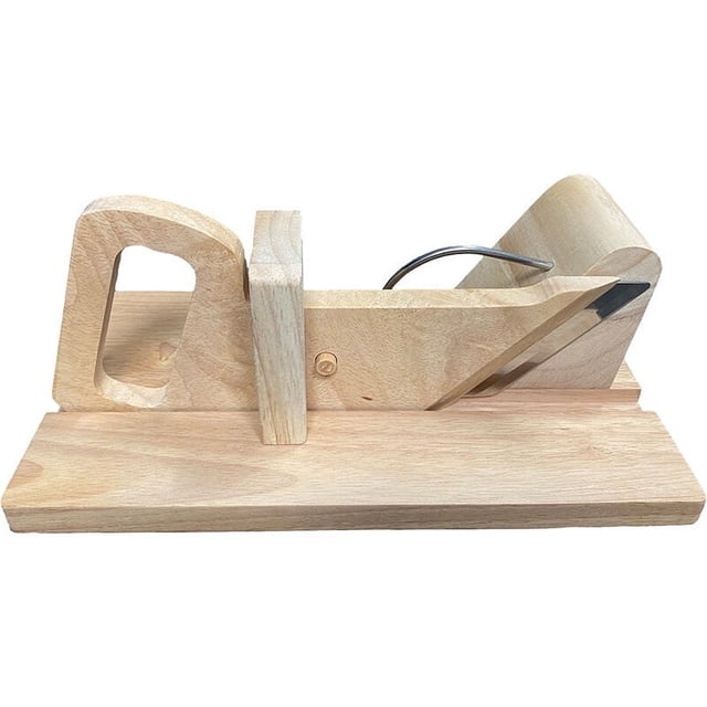 Guillotina para salchichas, cortadora de embutidos manual La Sélection Brasserie Madera y acero inoxidable beige, 9,8 x 28,5 x 16,8 cm,