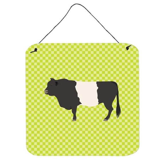 Belted Galloway Cow Green Wall or Door Hanging Prints, 6 x 6 in.