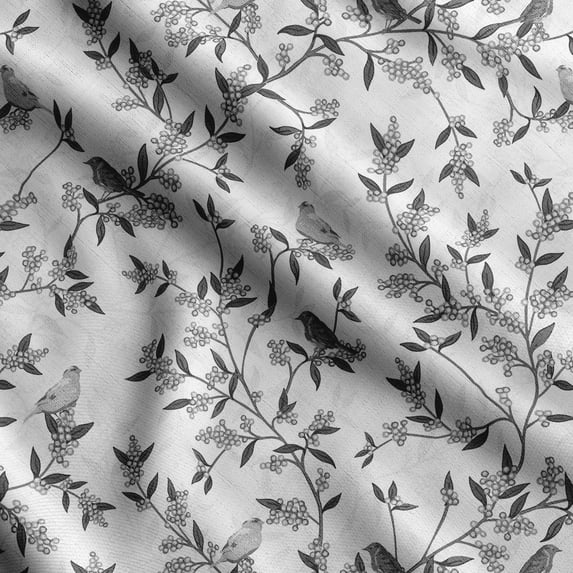 Soimoi Bird & Flowers PrintCotton Poplin Sewing Fabric Sold by The Yard 42 Inch WideSewing Craft Quilting/ Quilt Making Fabric -Gray