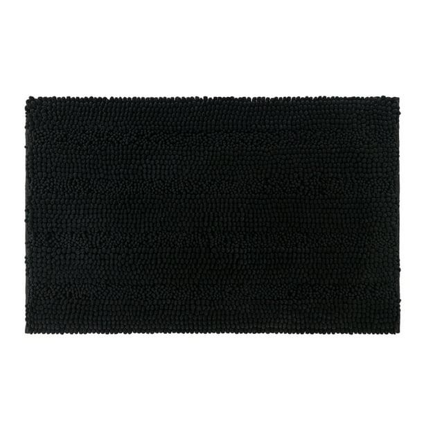 Matsuzay Alfombra Textura Limpieza fácil Lavable a máquina Sin vertimiento Poliéster Chenille absorbente Juegos de accesorios de baño Negro