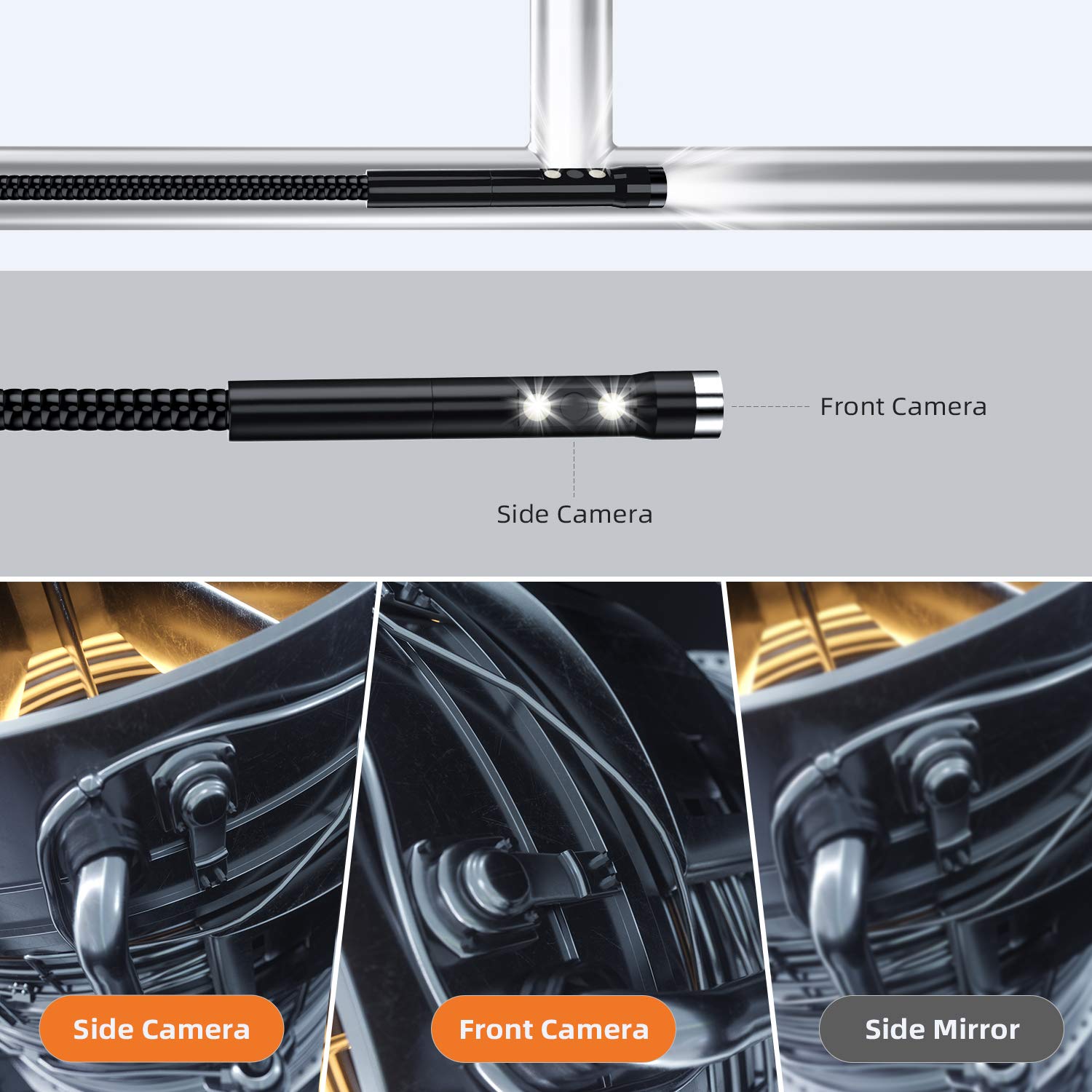Borescope Camera 1080P 4.5/5.5mm Dual Lens with 4.3'' IPS Screen Wide Viewing Angle Video Snake Inspection Camera With 32GB Card ,Various Applicable