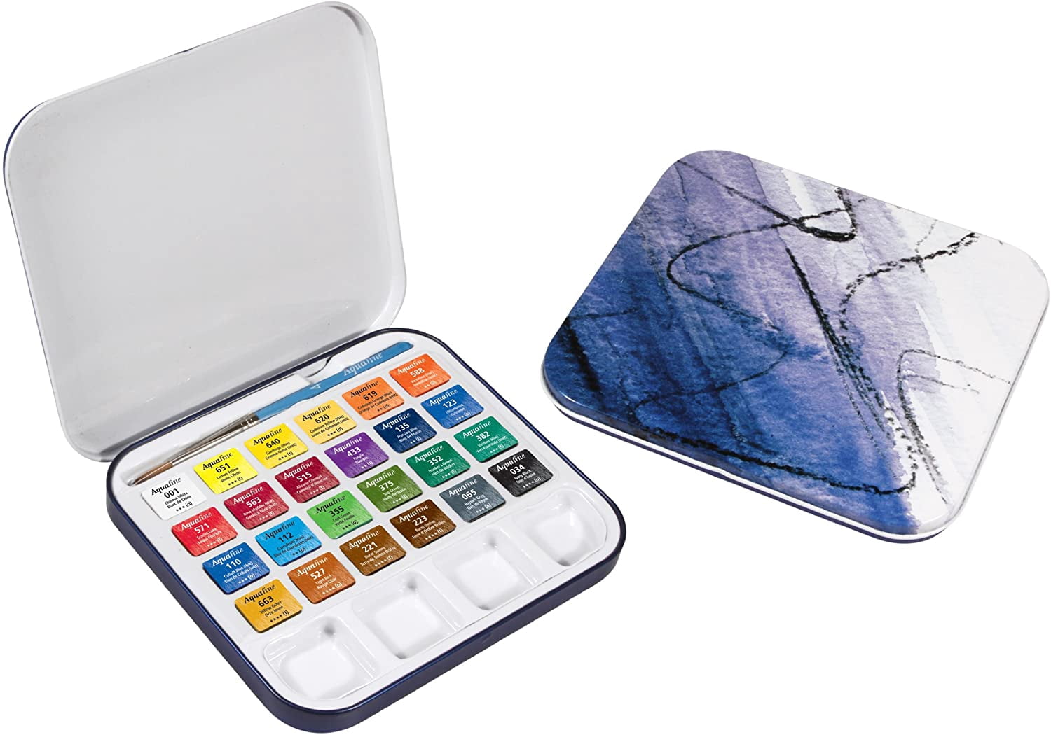 Daler-Rowney Aquafine Watercolor Paint Half Pan Travel Set-24/Pkg