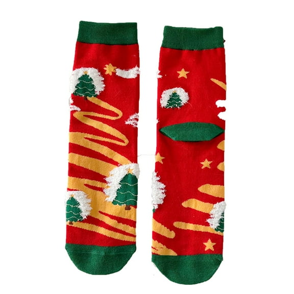 Christmas Women Coral Fleece Socks Print Thicker -slip Floor Socks Carpet So
