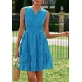 thumbnail image 5 of PRETTYGARDEN Women's Summer Dresses Sleeveless V Neck Eyelet Hollow Out Swing A Line Beach Vacation Sun Dress, 5 of 10