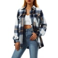 thumbnail image 1 of Women Plaid Flannel Shirt Jacket Button Down Lapel Long Sleeve Shacket Cardigan Coats Fall Spring Clothes, 1 of 7