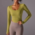thumbnail image 2 of aidice Athletic Tops for Women Cropped Scoop Neck Long Sleeve Skinny Stretch Breathable Gym Yoga Tops, 2 of 6