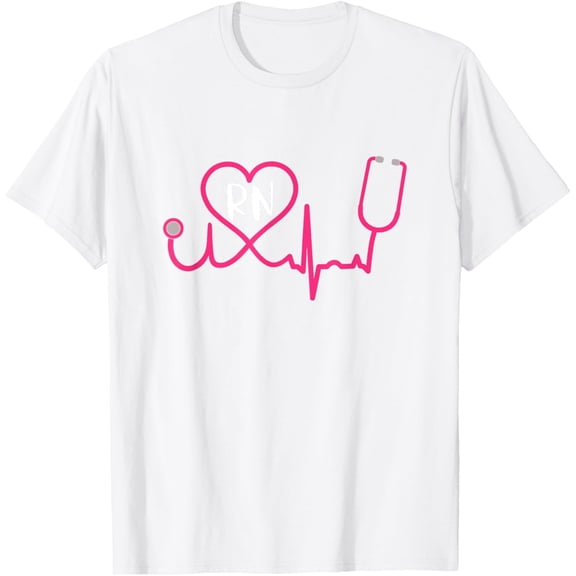 Registered Nurse RN EKG Stethoscope Heart Heartbeat T-Shirt