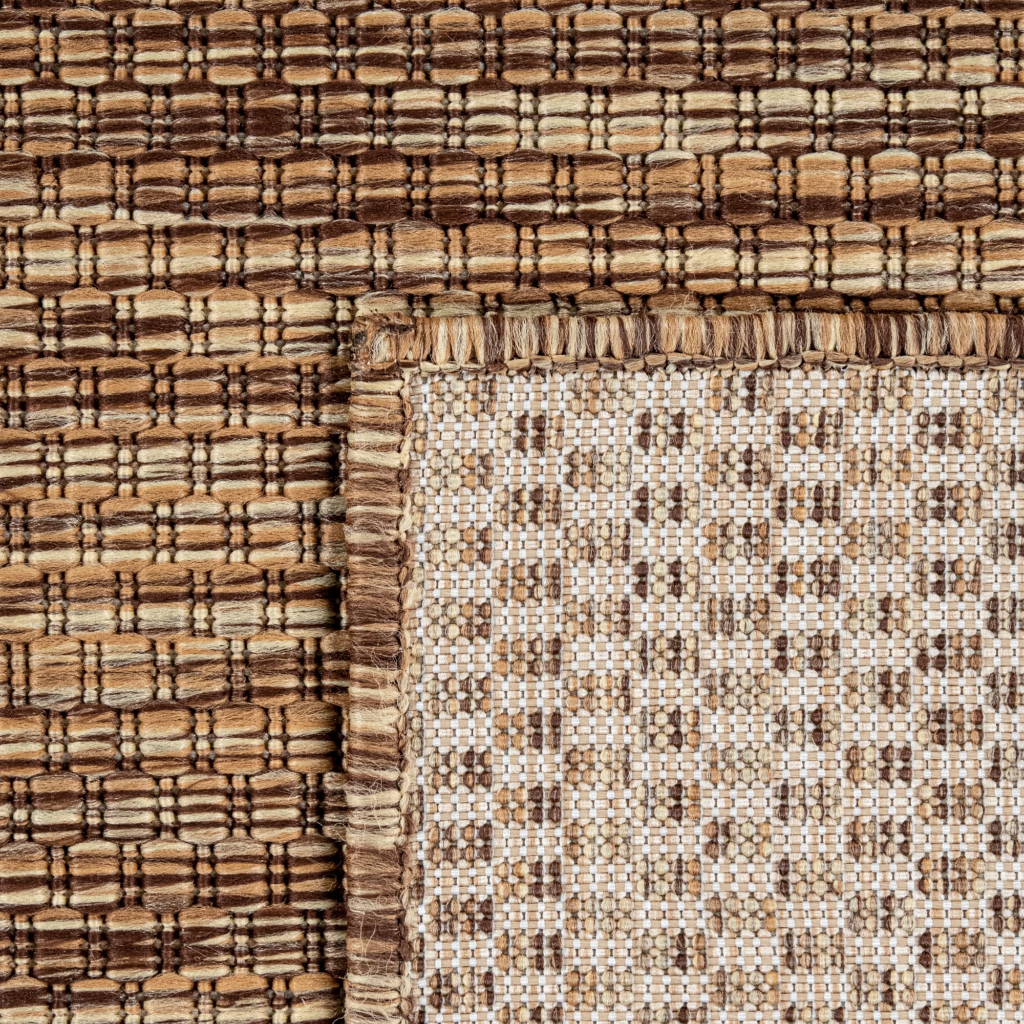 Solid Outdoor Rug for Patio or Balcony in Mottled Brown Beige