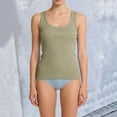 thumbnail image 6 of BILIKEYU Womens U Neck Ribbed Tank Tops, High Neck Sleeveless Ribbed Tank Casual Basic Thick Strap Slim Fitted Workout Going Out Racerback Shirts, Green, 6 of 9