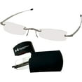 thumbnail image 1 of MicroVision Optical Executive Rimless Folding Reading Glasses With Compact Case For Women and Men, Slim, Lightweight Portable, 1 of 7