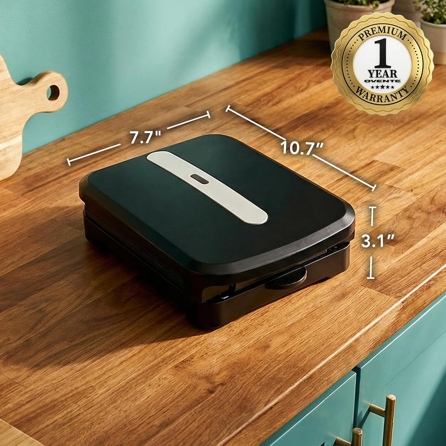 OVENTE 2-Serving Electric Indoor Grill & Panini Press, Black GP222B | 750W Non-Stick Plate Coating, Opens 90 Degrees, 10.7" x 7.7" Space Saving Design 50W Contact Grill for Burgers & More