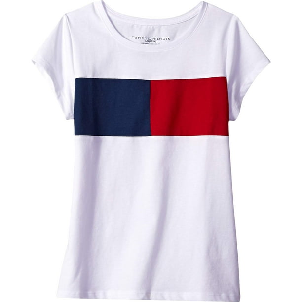 Camiseta Tommy Hilfiger para niñas, mezcla de algodón blanca 4053, talla 5