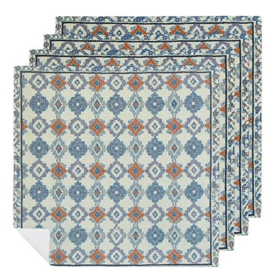 Qinduosi Blue Checkered Print Cloth Napkins, Dinner Napkins Cloth, Washable Napkins for Home, Kitchen, Dinner, Party, Wedding, Cocktail 2 PCS